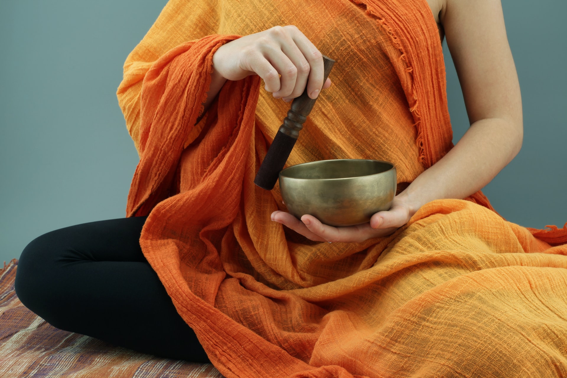 Monk Practicing A Ritual 