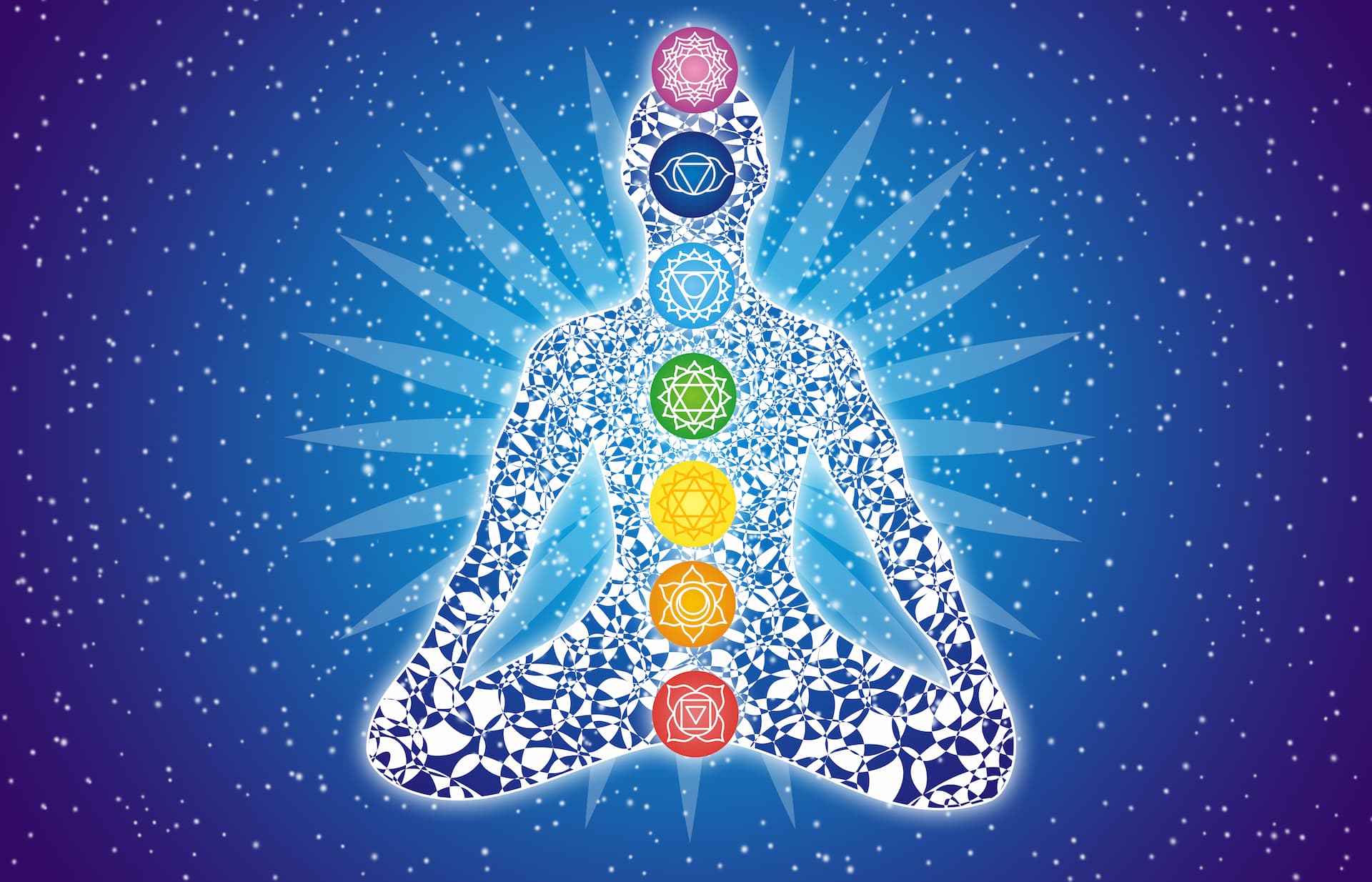 Man connecting chakras with the star
